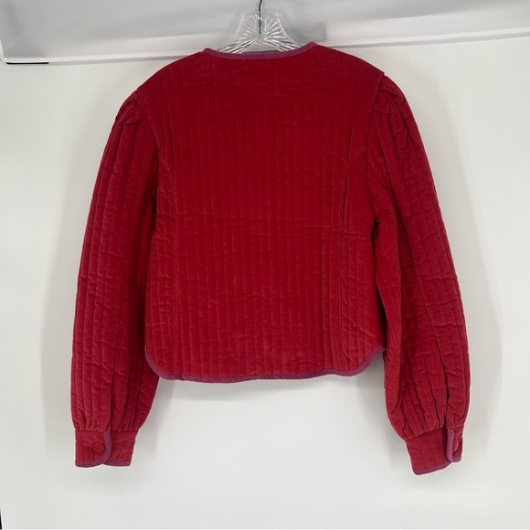 Free People Natalia Red Velvet Quilted Structured Colorful Bohemian Jacket XS - Picture 9 of 9